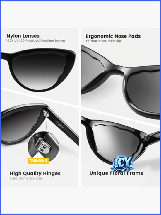 Retro Cat Eye Sunglasses UV400 Protection Polarized Petal Frame main image 7